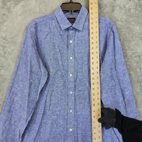 UNTUCKit Shirt Mens Medium Blue Linen Slim Fit Vin Santo WR Wrinkle Resistant - Picture 3 of 12